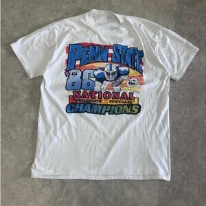 1986 Vintage Penn State National Champions White T Shirt Size L